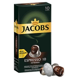 JACOBS ESPRESSO INTENSO Kaffeekapseln, Arabica- und Robustabohnen kräftig, 10 Portionen