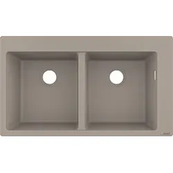 hansgrohe Einbauspüle 43316380 880 x 510 mm, 2 Hauptbecken, Hahnlöcher vordefiniert, betongrau