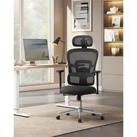 Songmics Bürostuhl, ergonomischer Schreibtischstuh, höhenverstellbare Lordosenstütze - Schwarz