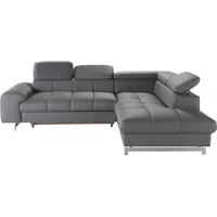 Cotta Ecksofa "Chef L-Form", grau, B:257cm H:72cm T:206cm, Luxus-Microfaser (100% Polyester);Kunstleder Softlux;Leder Advantage (abgedecktes Spalt-Rindsleder), Rückseite mit schwarzem Spannstoff bezogen;NaturLEDER (echtes Rindsleder), Rückseite mit schwarzem 