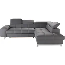 Cotta Ecksofa "Chef L-Form", grau, B:257cm H:72cm T:206cm, Luxus-Microfaser (100% Polyester);Kunstleder Softlux;Leder Advantage (abgedecktes Spalt-Rindsleder), Rückseite mit schwarzem Spannstoff bezogen;NaturLEDER (echtes Rindsleder), Rückseite mit schwarzem 