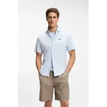 Boss Green Kurzarmhemd BOSS GREEN "Motion S", Herren, Gr. S, N-Gr, blau (open blau460), Jersey, Obermaterial: 100% Baumwolle, unifarben, regular fit normal, Rundhals, abgesteppte Kante, Hemden, Regular Fit, Button-down-Kragen, Kurzarm, Logo-Stickerei