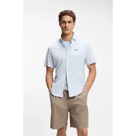 Boss Green Kurzarmhemd BOSS GREEN "Motion S", Herren, Gr. S, N-Gr, blau (open blau460), Jersey, Obermaterial: 100% Baumwolle, unifarben, regular fit normal, Rundhals, abgesteppte Kante, Hemden, Regular Fit, Button-down-Kragen, Kurzarm, Logo-Stickerei
