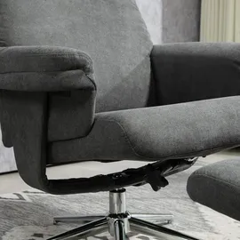 Homcom Relaxsessel Samt 78 x 106 x 85 cm Dunkelgrau mit Hocker