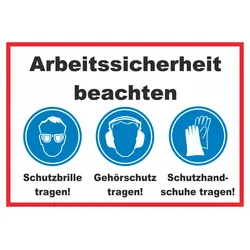 Arbeitssicherheit Augen Ohren Hände Schild A2 (420x594mm)