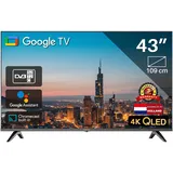 TEEVIEW Google Smart TV | QLED 4K UHD | 43”/110cm | Frameless Design | Tripple Tuner DVB-T/T2/S/S2/C | HDMI x3, USB x2, CI+ | Sprachsteuerung & Streaming-Apps | In Eindhoven montiert | TV43QQG-EU
