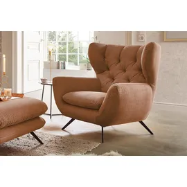 KAWOLA Sessel CHARME Cord 72 x 110 x 80 cm Braun mit Kissen