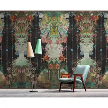 Living Walls Vliestapete LIVING WALLS "Floral-Orientalische Tapete Grün Schwarz antik", schwarz, B:2,7m H:0,02m L:4m, Vlies, Tapeten
