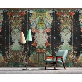 Living Walls Vliestapete LIVING WALLS "Floral-Orientalische Tapete Grün Schwarz antik", schwarz, B:2,7m H:0,02m L:4m, Vlies, Tapeten