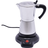 NadineDutol 300ml Elektrische Kaffeemaschine,Espressokocher,Espresso-Kocher für 6 Tassen,Mokka Maker für Gas, Elektro-Herd und Ceran-Feld (Silber)