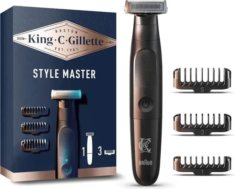 King C. Gillette Style Master Herren Barttrimmer, mit CenterCut-Technologie für präzises Trimmen, scharfe Klingen bis zu 6 Monate lang, kabelloses und wasserdichtes Design, inklusive 3 Kammaufsätze