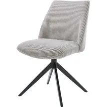 DeLife Polsterstuhl Elso-Flex, Kreuzgestell breit Schwarz Cord Silbergrau 360° drehbar Taschenfederke grau|silberfarben 49 cm x 90 cm x 62 cm