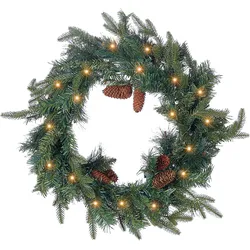 Dekokranz grün mit LED-Beleuchtung Zapfen ⌀ 60 cm KAMERUN