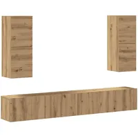 vidaXL 4-tlg. TV-Schrank-Set Wandmontage Artisan-Eiche Holzwerkstoff