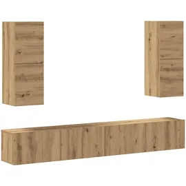 vidaXL 4-tlg. TV-Schrank-Set Wandmontage Artisan-Eiche Holzwerkstoff