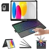 FOGARI Magic Tastatur Hülle für iPad 11 Generation A16 2025 11 Zoll, Magic Keyboard für iPad 10 Generation 2022 10,9 Zoll mit 360° Drehbar Beleuchtete Tastatur Hülle und Multi Touch Trackpad, Schwarz