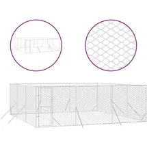 vidaXL Outdoor-Hundezwinger 6 x 6 x 2 m Stahl Silber