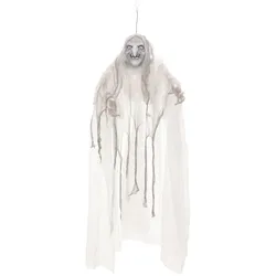 Weiße Hexe, bewegt mit Licht und Geräuschen - Halloween Figur zum Hängen 170x50x...