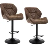 Woltu Barhocker 2er Set höhenverstellbar drehbar Kunstleder Stahl 2er Set Dunkelbraun