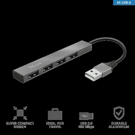 Trust Halyx USB-Hub, 4x USB-A 2.0, USB-A 2.0 [Stecker] (23786)