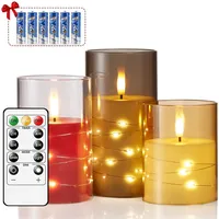 LED Kerzen Flammenlose im Glas, Kerzen mit Timer, Elektrische Kerzen mit Fernbedienung, Kerzen mit Beweglicher Flamme, Realistisches Flackernd Timerfunktion Batteriebetrieben, Set von 3 (Gemischtev)