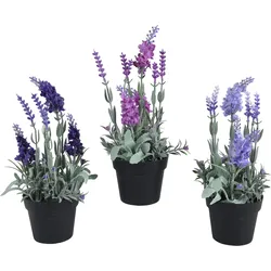 Decoris 1 Künstlicher Lavendel 25cm im Topf Kunstpflanze Lavendelpflanze Topfpflanze Frühlingsdeko Osterdeko Sommerdeko Violett Lila Flieder