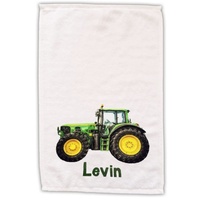 Kinderhandtuch Traktor mit Wunschname - personalisiertes Handtuch 30x50cm mit grünen Trecker - Gästehandtuch Kilala