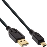 InLine USB 2.0 Mini-Kabel, USB A Stecker an Mini-B Stecker (5pol.), schwarz, vergoldete Kontakte, 0,5m