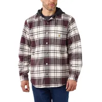 CARHARTT Flannel Fleece Lined Hooded Shirt Jac, Malt, L