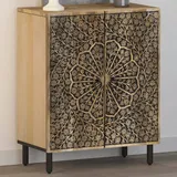 Beistellschrank 60x33x75 Cm Massivholz Mango