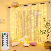 HXWEIYE 300LED Lichtervorhang Warmweiß, 3mx3m Lichterkettenvorhang USB 8 Modi