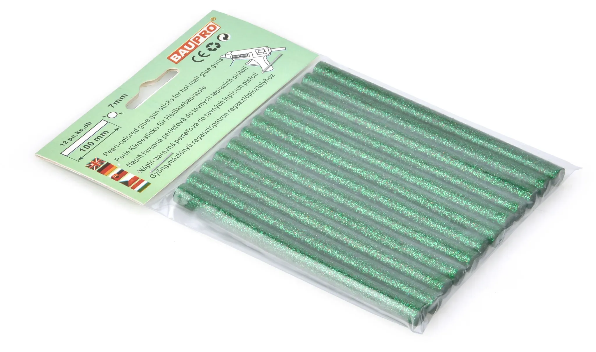 7mm Grün Perlmutt | 12er Pack | Klebesticks Baupro