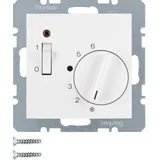 Berker 20301909 Temp.-Regler mit Öffner, Zentralstück, Wippschalter und LED S.1/B.3/B.7 polarweiß matt