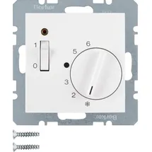 Berker 20301909 Temp.-Regler mit Öffner, Zentralstück, Wippschalter und LED S.1/B.3/B.7 polarweiß matt