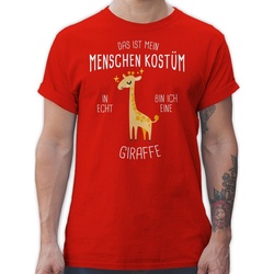 Shirtracer T-Shirt Das ist mein Menschenkostüm in echt bin ich eine Giraffe – Giraffenkos Karneval Outfit rot 5XL