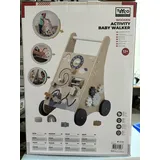 Tryco Bunter Spiel- und Lauflernwagen aus Holz, Sortierspiel, Drehspiel, Steckspiel, Perlenspirale, Rassel, 33 x 39 x 47 cm für Kinder ab 1 Jahr