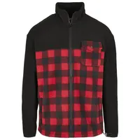 URBAN CLASSICS Patterned Polar Fleece Track Jacke Black / Red S