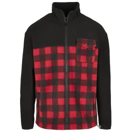 URBAN CLASSICS Patterned Polar Fleece Track Jacke Black / Red S