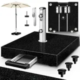 tillvex® Granit Sonnenschirmständer mit Rollen & Transportgriff Schwarz - 27 kg Eckig mit Trolley-Griff | Schirmständer Sonnenschirm mit Edelsta... - Schwarz