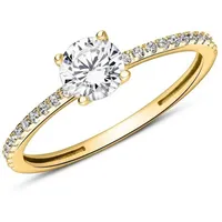 JEWLIX Verlobungsring Gelbgold 9K mit Zirkonia Hauptstein und weiteren Zirkonia VR0461 goldfarben 50