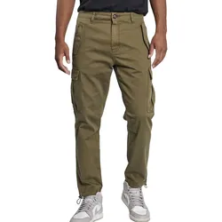REDEFINED REBEL Jolan Herren Cargo-Hose im Utility-Look Anti Fit Baumwoll-Hose Ankle-Stil mit Tunnelzug am Beinende 226027 Oliv-Grün - S