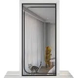 Netztür Mit Reißverschluss, Verstärkte Netztür, Haustiersicher, Katzengitter-Türstopper, Katze, Hund, Blätter, Wohnzimmer, Schlafzimmer, Küche (Color : Schwarz, Size : 95x220cm)