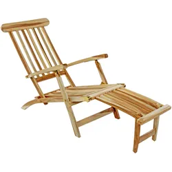 Gartenliege klappbar Teakholz Deckchair 150 cm PUCCON