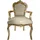 Casa Padrino Barock Esszimmer Stuhl mit Armlehnen Creme Lederoptik Gold