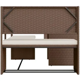 vidaXL Gartensofa in L-Form mit Tisch und Kissen Braun Poly Rattan