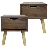 Hti-Living Nachtschrank Thekla 29,7 x 29,7 x 32,5 cm Braun