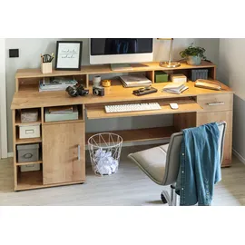 vogl möbelfabrik Schreibtisch »Timra mit Monitoraufsatz, Tastaturauszug & Towerfach,«, Breite 154 oder 178 cm, Made in Germany