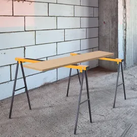 DURHAND 2er-Set Arbeitsbock Sägepferd Klappbar Unterstellbock rutschfest Metall Gelb 99,5 x 50 x 76 cm