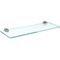 bijon Glasregal Glasablage Wandregal Glas Bad-Regal Glas Badezimmer Regal Badablage Ablageregal - 8mm Hartglas, 90 x 12 cm, Milchglas + Halterung H - Chrom Glanz Optik