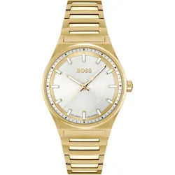 Quarzuhr BOSS "CANDOR", gold (goldfarben), Armbanduhren, Damen, Damenuhr, Armbanduhr, Leuchtindizes, Edelstahlarmband